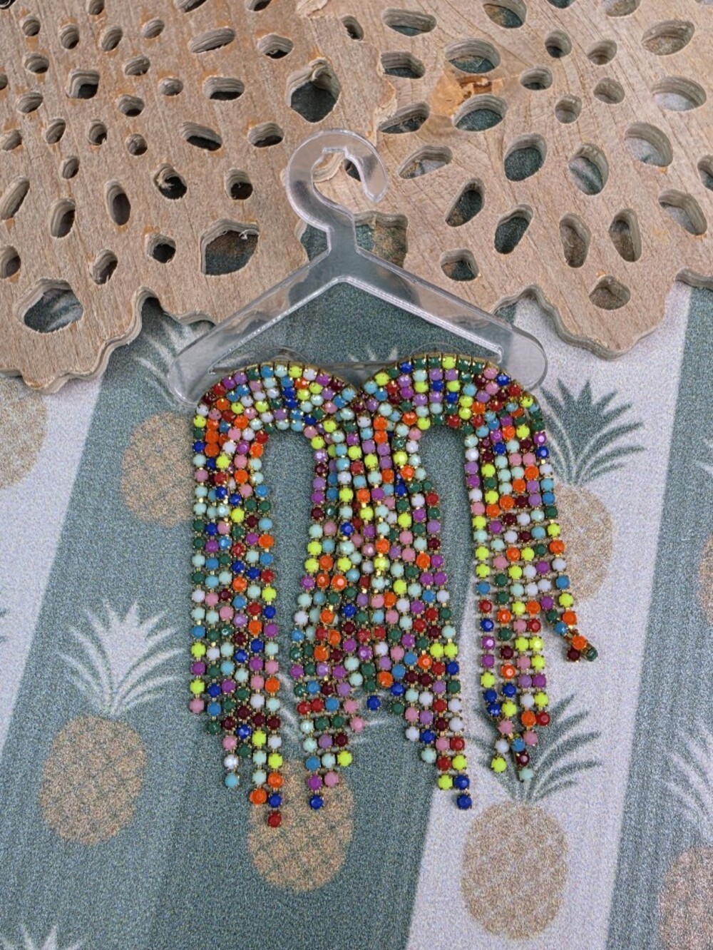 Feed Me Gems Multicolor Beaded Fringe Statement Earrings